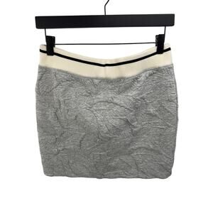 Rag & Bone Gray Quilted Jacquard Leaf Varsity Rib Detail Mini Skirt Size Medium‎